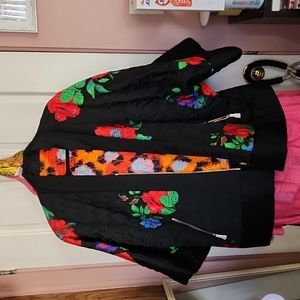 Kenzo X H&M | 100% Silk Reversible Kimono Jacket Floral Rose Jungle Animal